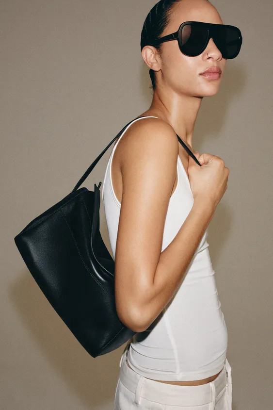 LEATHER SHOULDER BAG | Zara US