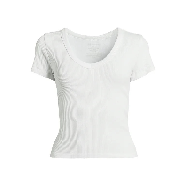 No Boundaries Juniors V-Neck Seamless Tee | Walmart (US)
