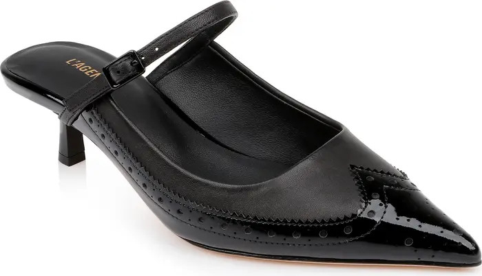L'AGENCE Elle Wingtip Pointed Toe Mary Jane Kitten Heel Mule (Women) | Nordstrom | Nordstrom