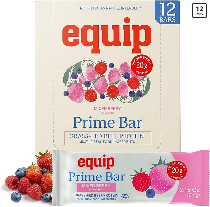 Equip Foods High Protein Prime Bars – Grass Fed Beef Protein, Collagen & Tallow – Gut Friendl... | Amazon (US)