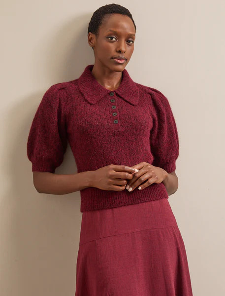 Jolie Alpaca Blend Jumper - Burgundy | Cefinn