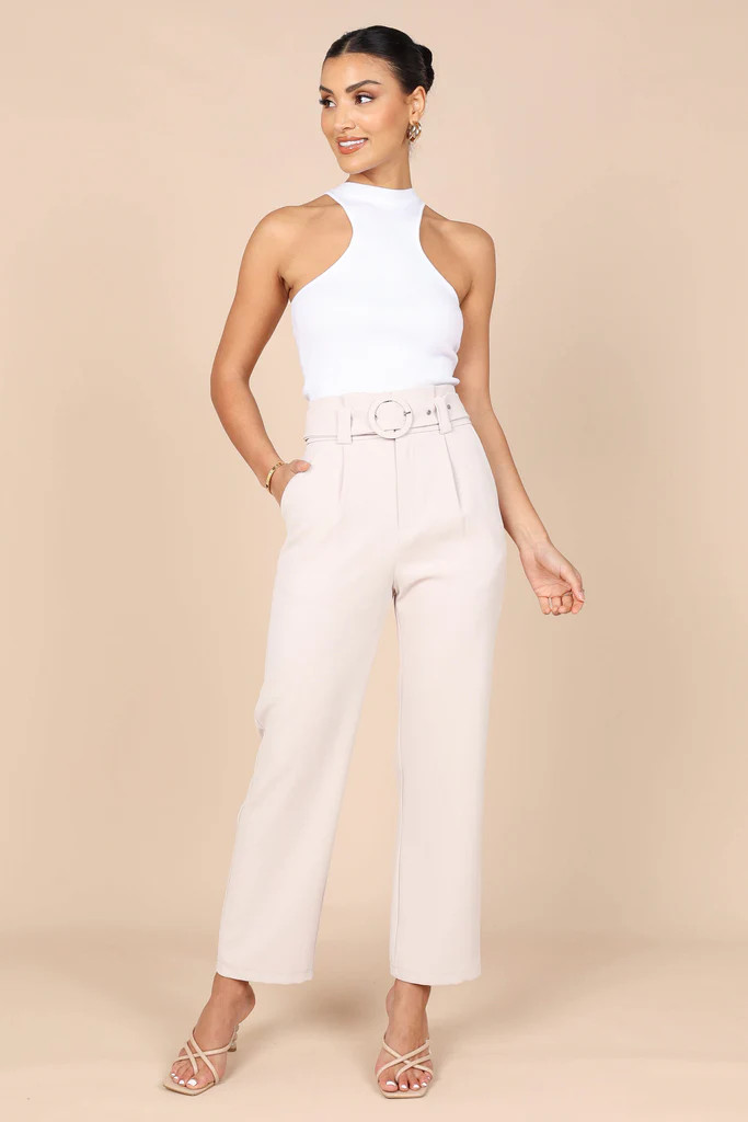 Kristina High Waisted Pants - Beige | Petal & Pup (US)