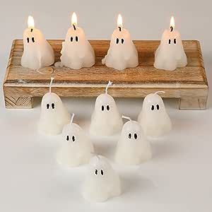 10 Pieces Halloween Ghost Candles Burning Candles Soy Wax White Halloween Decor Candles for Hallo... | Amazon (US)