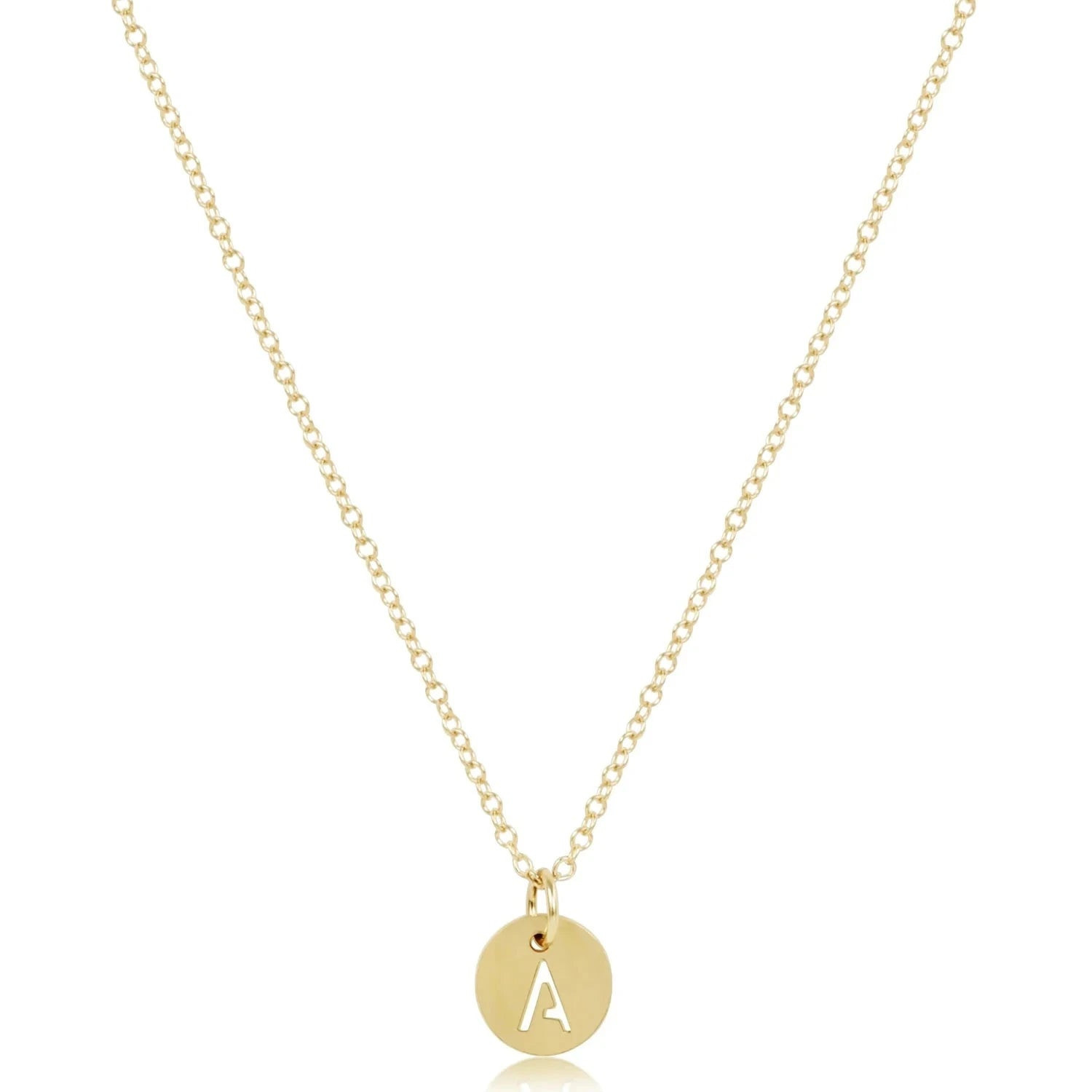 16" Respect Small Gold Disc Initials Necklace | The Horseshoe Crab