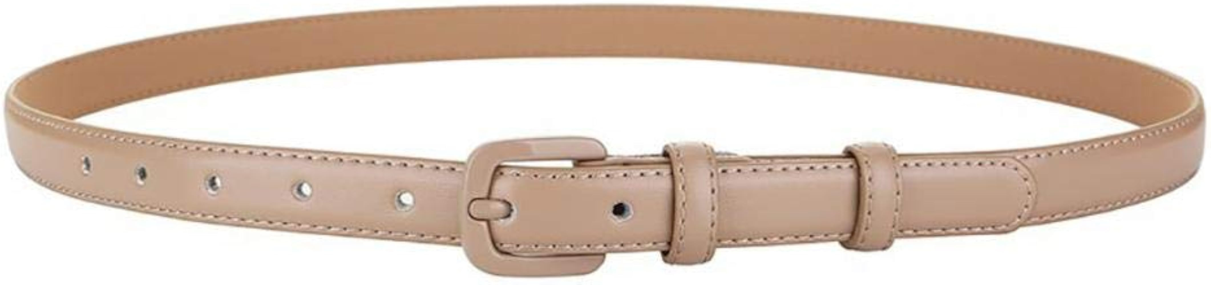 VOCHIC Trendy Women Leather Skinny Belts for Jeans Pants Thin Dress Waist Belt | Amazon (US)