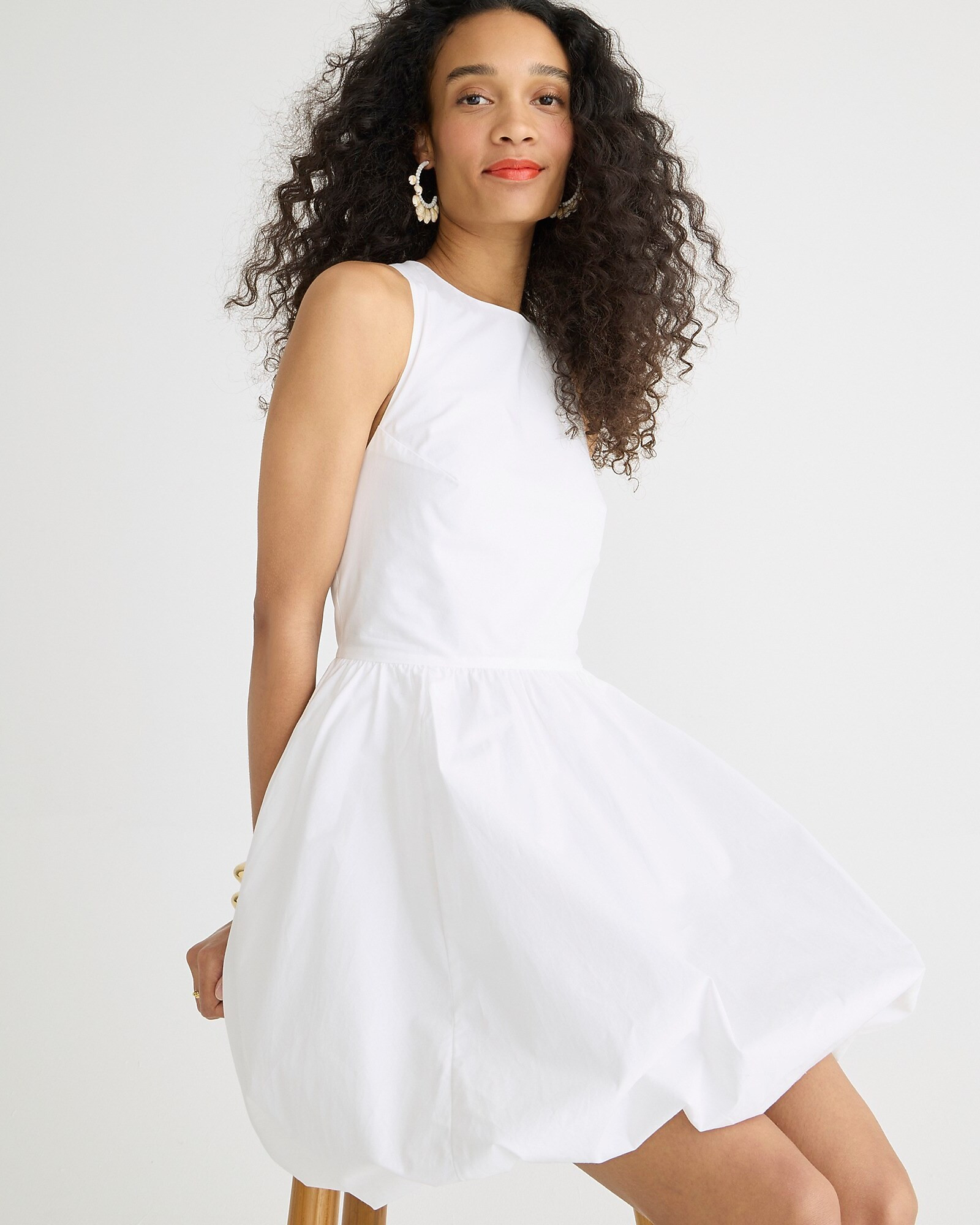 Bubble-skirt A-line mini dress in cotton poplin | J. Crew US