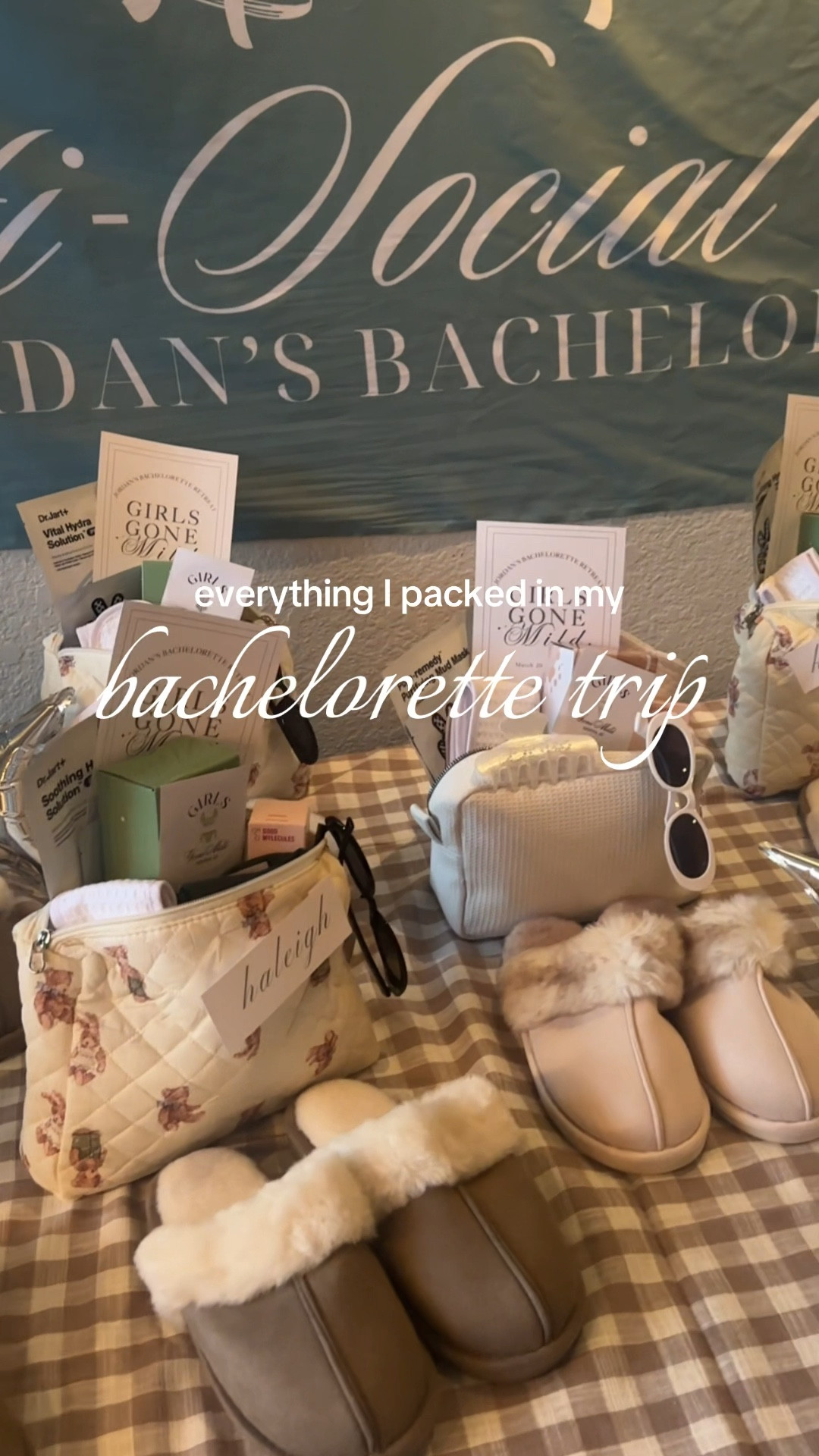 Everything included in the self-care goodie bags for my “Girls Gone Mild” bachelorette girls! 🧖‍♀️💌