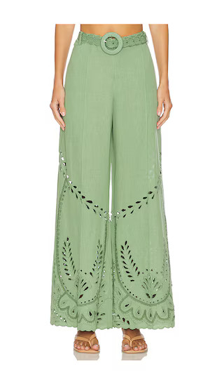 Flared Pants With Buckle Belt in Green | Revolve Clothing (Global)