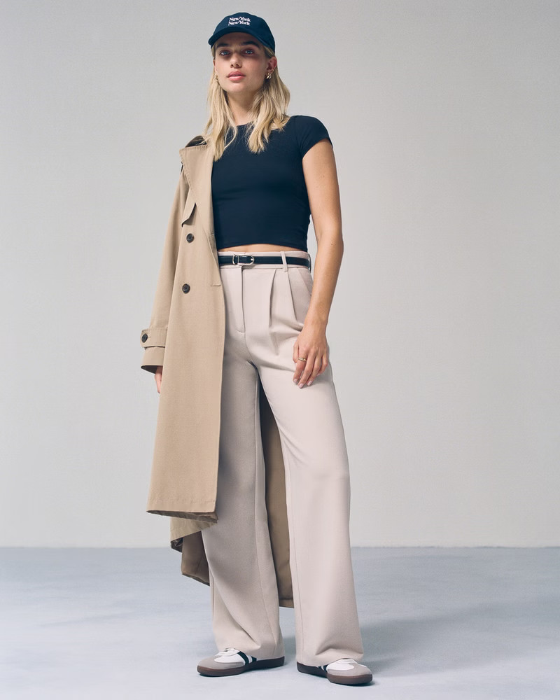 Women's A&F Sloane Tailored Wide Leg Pant | Women's Bottoms | Abercrombie.com | Abercrombie & Fitch (US)