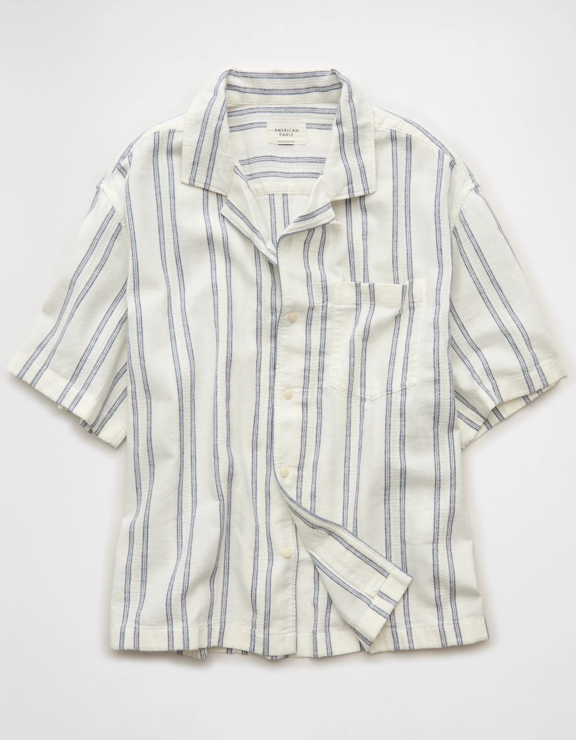 AE Relaxed Fit Short Sleeve Camp Collar Shirt | American Eagle Outfitters (US & CA)