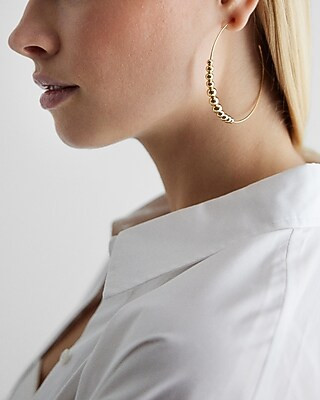 Gold Ball Post Back Hoop Earrings | Express