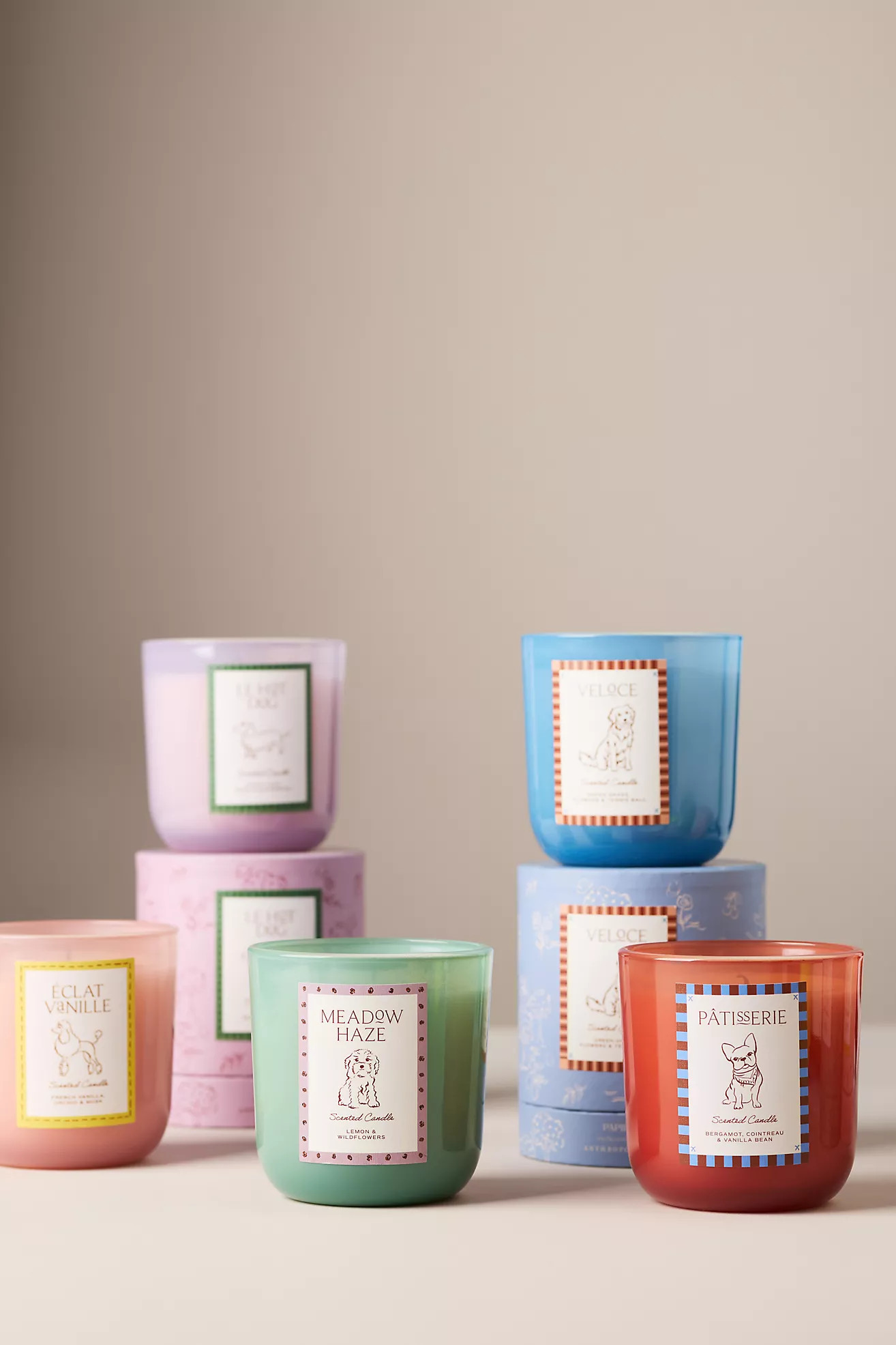 Papier x Anthropologie Fresh Meadow Haze Doodle Glass Candle | Anthropologie (US)