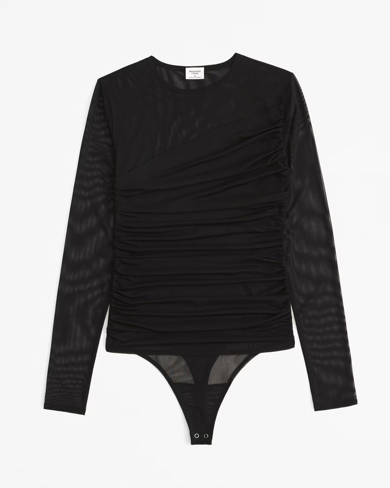 Long-Sleeve Layered Mesh Bodysuit | Abercrombie & Fitch (US)