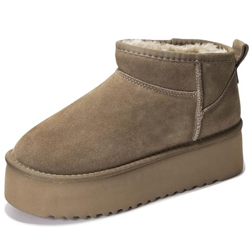 Project Cloud 100% Genuine Leather Ankle Boots for Women - Anti-Slip Memory Foam Insole Womens Boots - Lightweight Winter Womens Shoes, Ankle Booties for Women (Huggy, Taupe, 5.5) | Amazon (US)