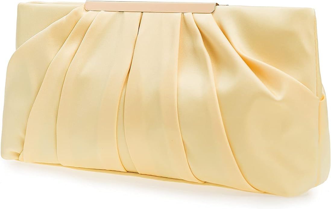 CHARMING TAILOR Clutch Evening Bag Elegant Pleated Satin Formal Handbag Simple Classy Purse for W... | Amazon (US)