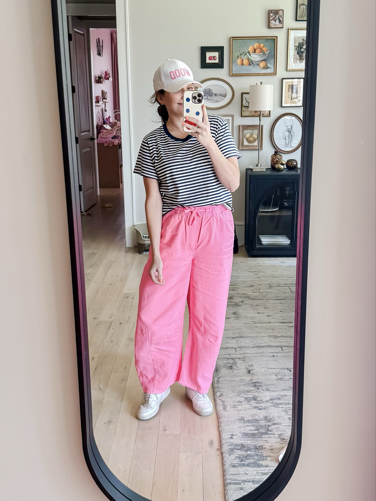 I know these pants are like in your face neon pink but that’s why I love them! They are a heavier denim so not great for summer but totally fine for cool spring days and night. Paired it with a simple striped tee
Tee M / Jeans S (run big, size down) / Sneakers (size half size down) 

#LTKootd #LTKgrwm #LTKMidsize