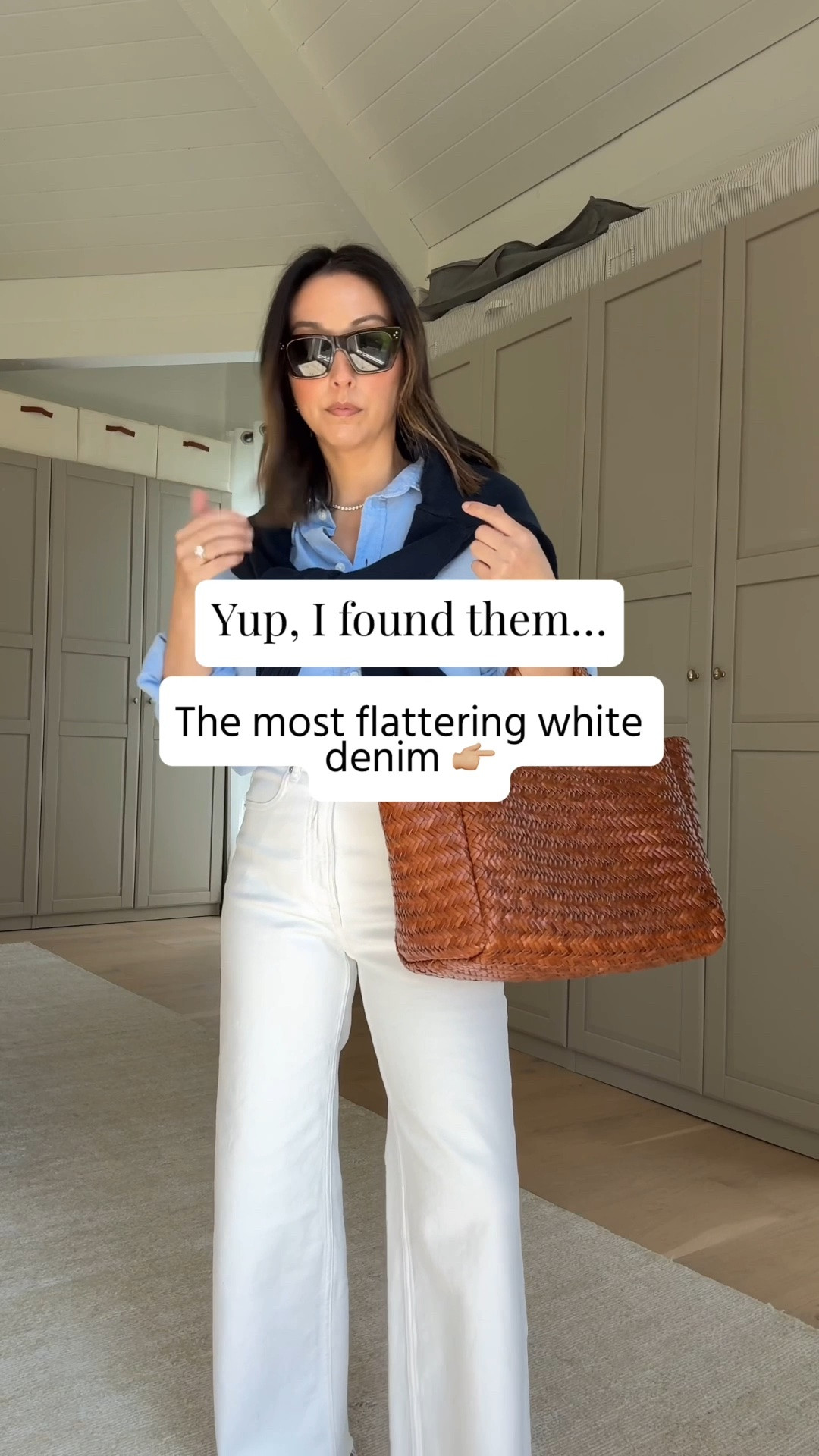 The most flattering white jean! Everlane’s way high 2.0 sailor jeans. High rise wide leg. I did have to cut the hems on these. 

Gap Big Shirt petite xs 
Everlane sailor jeans 25, cut hems Everlane cotton sweater xs Everlane ballet flats 5 - old, linked similar
Marea tote - sold out, linked similar 
Celine sunglasses 
Electric picks earrings 
Dorsey James necklace 15

#LTKgrwm #LTKmomlife #LTKPetite