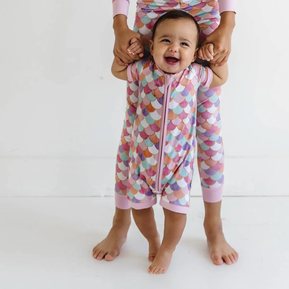 Mermaid Scales Bamboo Viscose Shorty Zippy-FINAL SALE | Little Sleepies