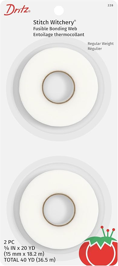 Dritz Stitch Witchery Fusible Bonding Web, 5/8" X 20-Yards, Regular Weight, 2 Rolls, White | Amazon (US)