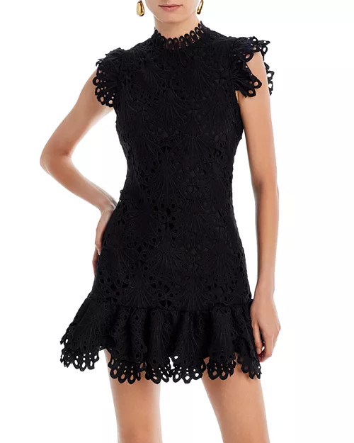 AQUA Mock Neck Lace Shift Dress - Exclusive  | Bloomingdale's Women | Bloomingdale's (US)
