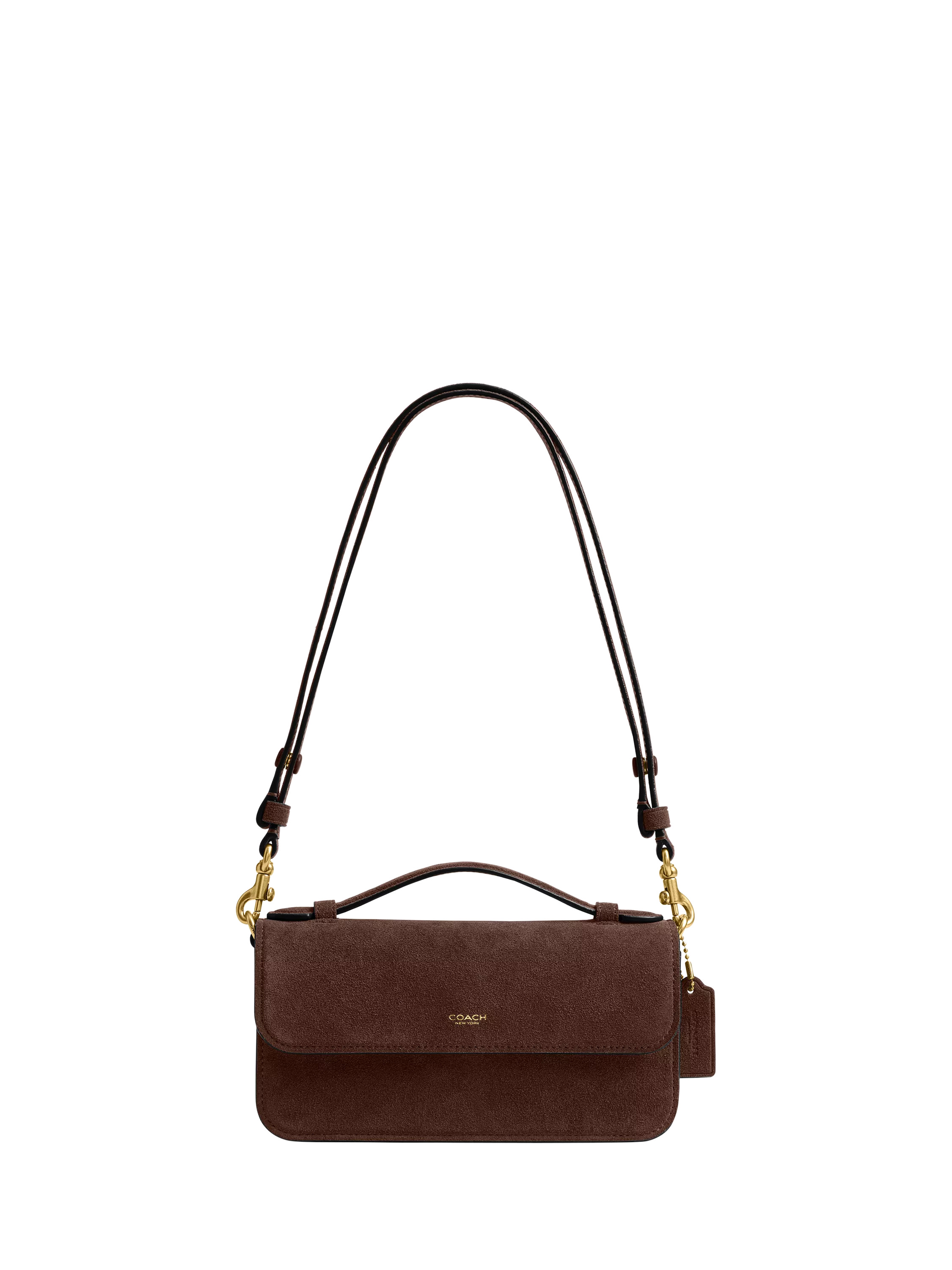 Coach Elora Suede Shoulder Bag, Dark Chocolate | John Lewis (UK)