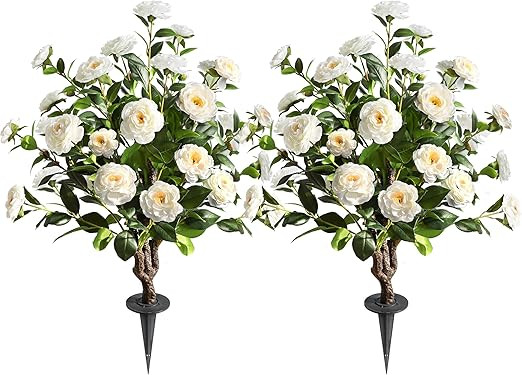 Artificial Flower Trees Indoor, 【 2 Pieces 】 Faux Floral Plants 36 Inch Faux Blooming Camelli... | Amazon (US)
