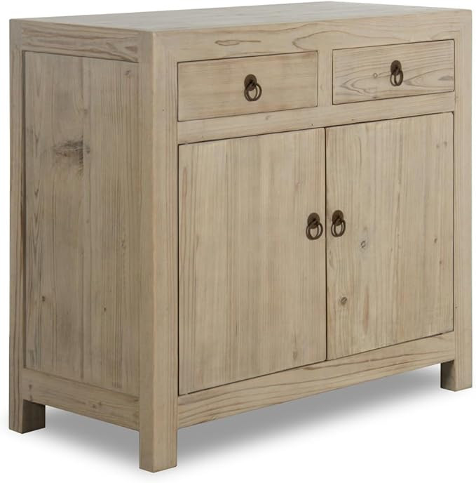 Artissance Two Drawers Weathered Natural Solid Pine Cabinet, Large | Amazon (US)