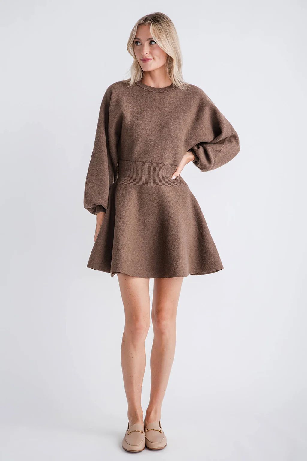 Miou Muse Balloon Sleeve Sweater Dress | Social Threads