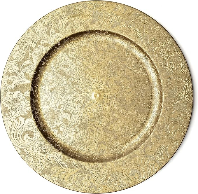 Gold Floral Charger Plates –13-Inch Elegant Chargers – Set of 6 - For Small to Regular-Size D... | Amazon (US)