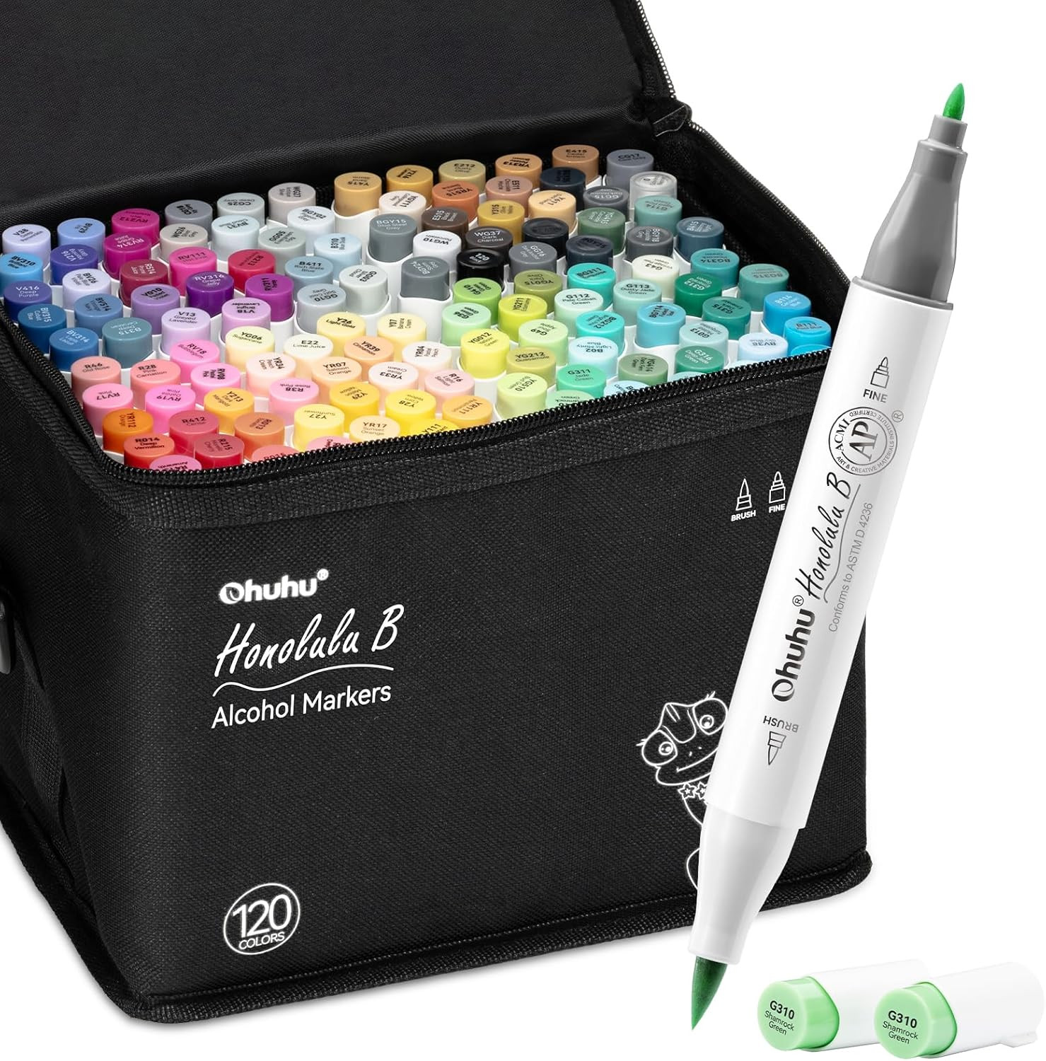 Ohuhu Alcohol Markers Brush Tip - 120-color AP Certificated Double Tipped Art Marker Set for Arti... | Amazon (US)