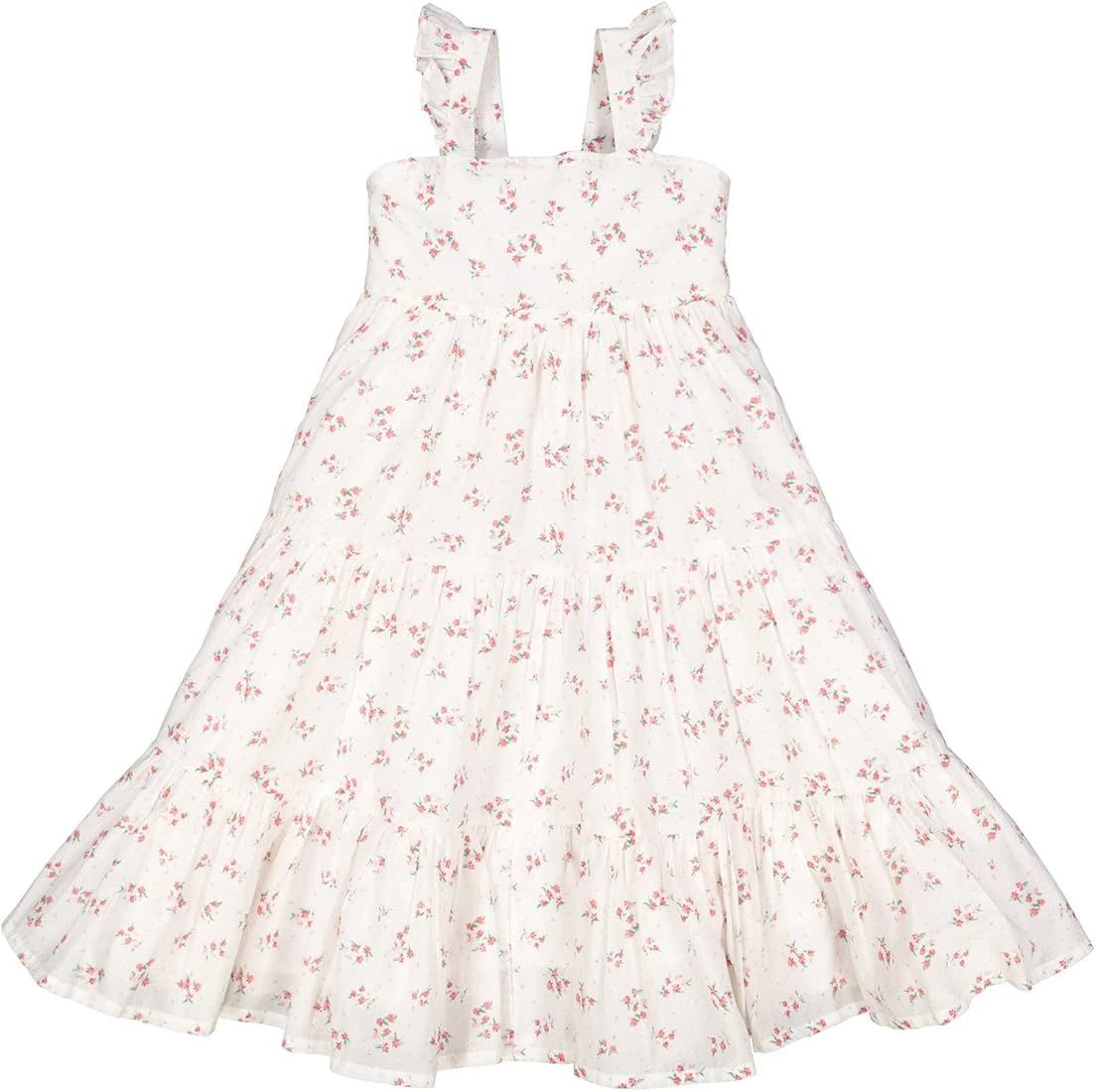 Hope & Henry Girls' Sleeveless Special Occasion Sun Dress with Bow Back Detail and Embroidery | Amazon (US)