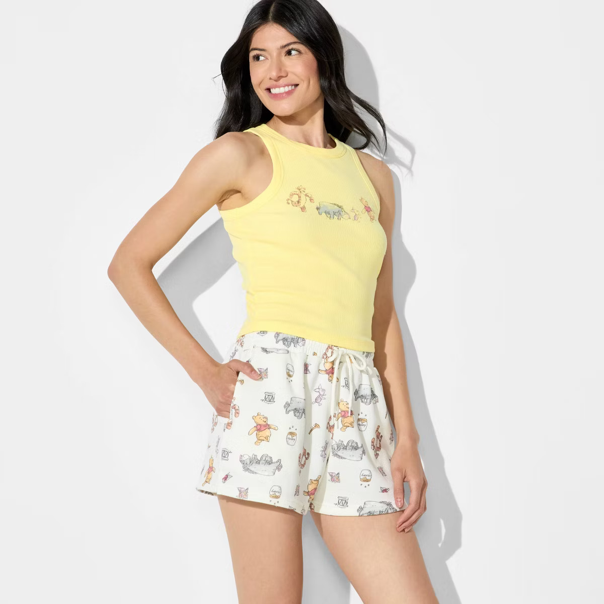 Women's Winnie the Pooh Graphic Shorts - Cream | Target