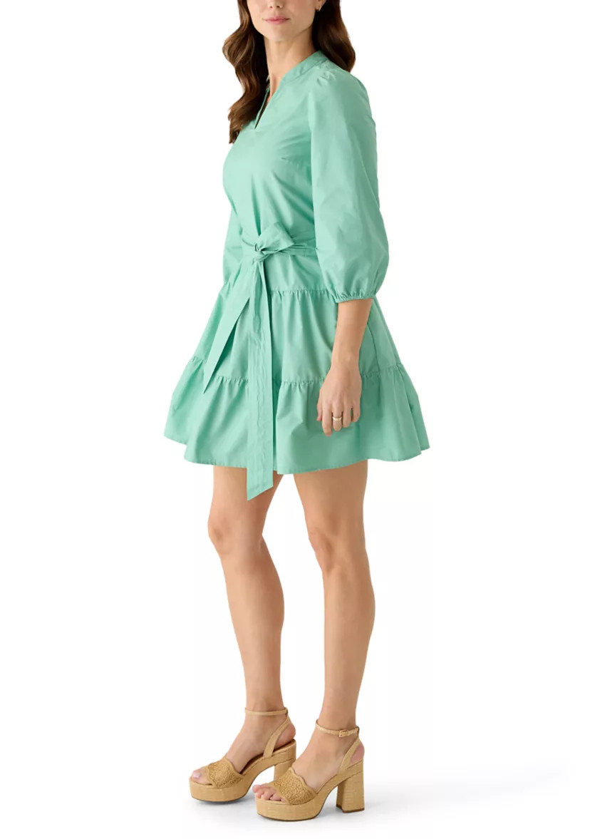 Women's 3/4 Sleeve Belted Peasant Dress | Belk