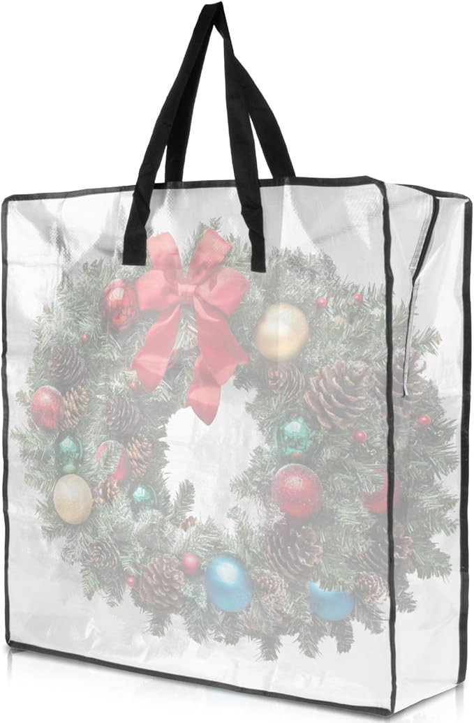 Christmas Wreath Storage Container - Clear Moving Bags Heavy Duty With Zipper for Wreaths Clothes... | Amazon (US)