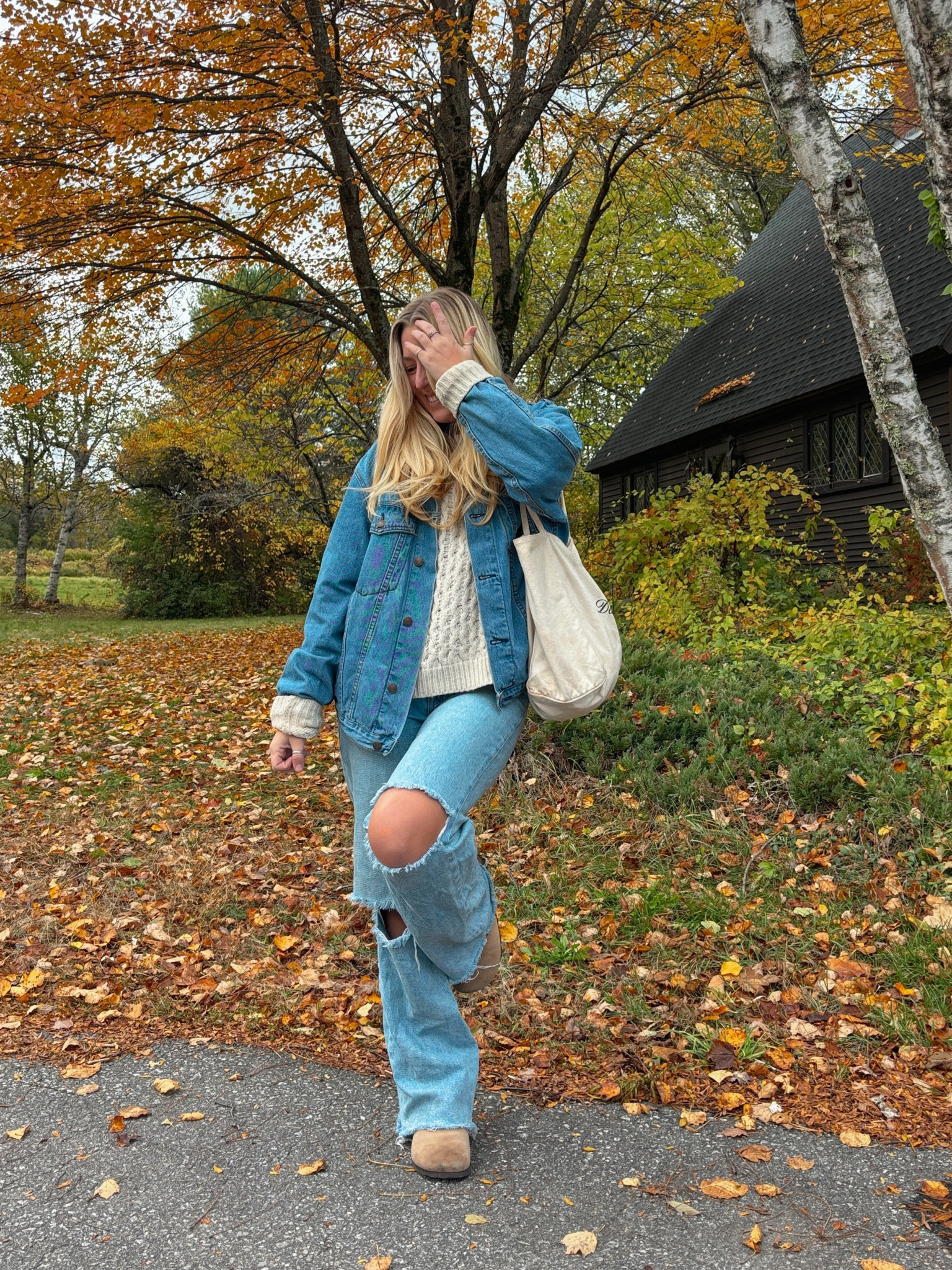denim on denim fall outfit inspo