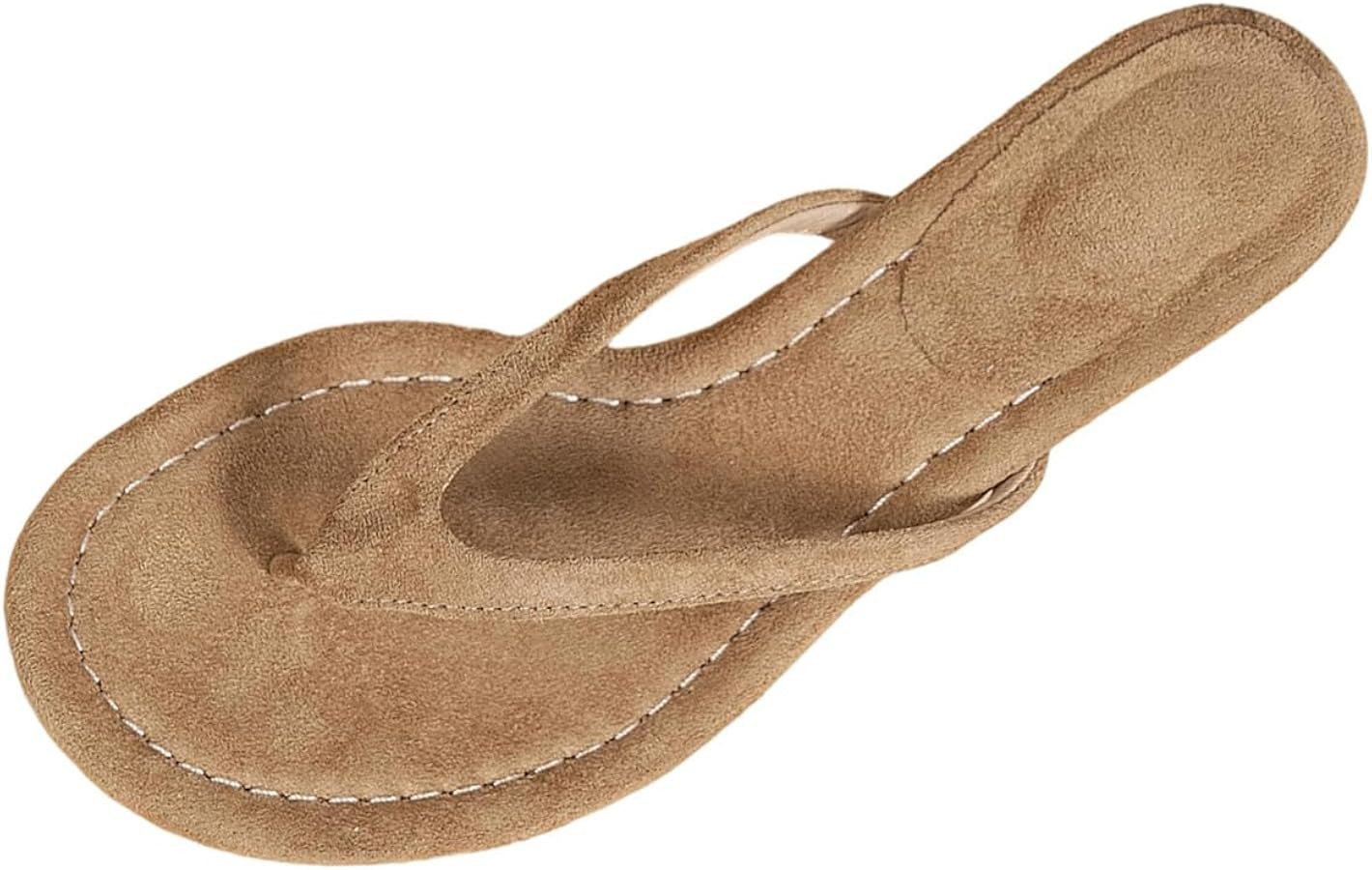 Kitten Heel Sandals for Women Open Toe Thong Sandals Suede Solid Color Lightweight Comfortable St... | Amazon (UK)