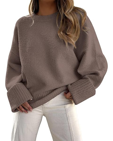 ANRABESS Women's Oversized Sweaters 2025 Long Sleeve Fuzzy Knit Casual Chunky Pullover Sweater Fa... | Amazon (US)