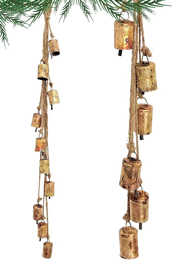 Shabby Chic Vintage Country Rustic Style Bells Cluster Hanging Handmade Metal Harmony Christmas H... | Amazon (US)