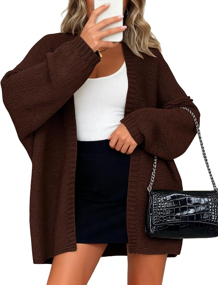 BTFBM Fall Cardigan Sweaters for Women Lightweight Casual Long Sleeve Ribbed Knit Sweater Solid O... | Amazon (US)