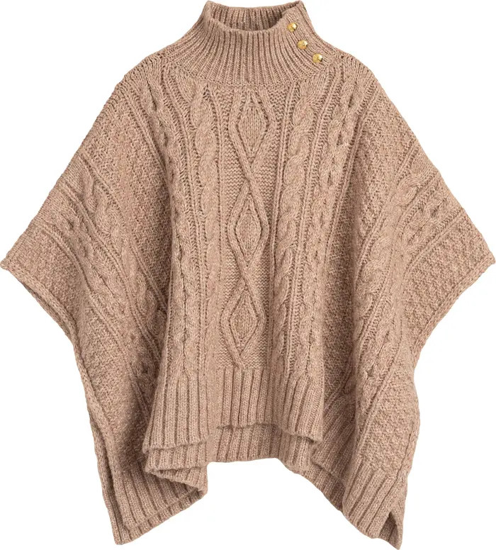 Lauren Ralplh Lauren Crest Button Cable Poncho | Nordstrom | Nordstrom