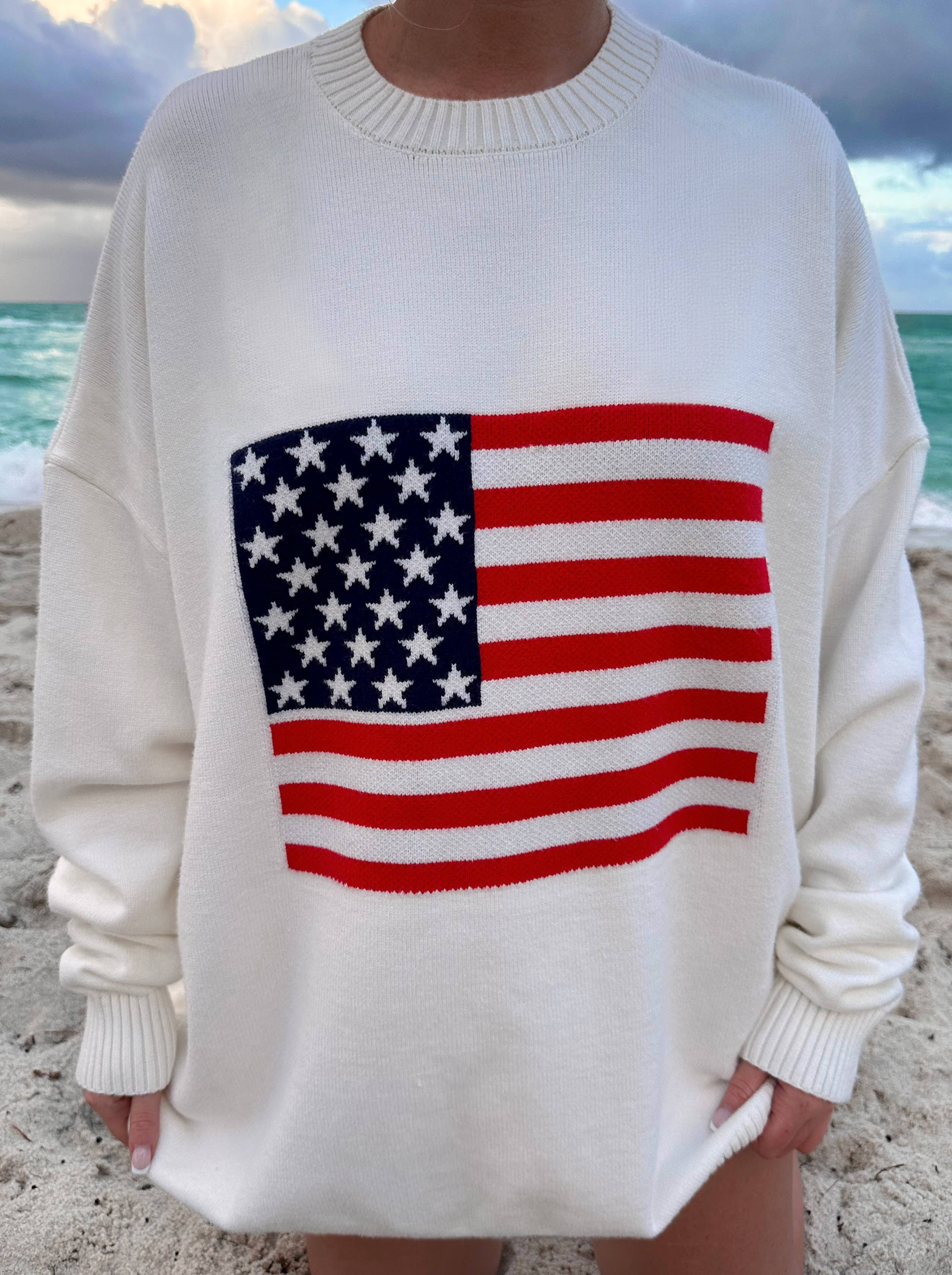 American Flag Oversized Sweater | Shop Your Darling Style