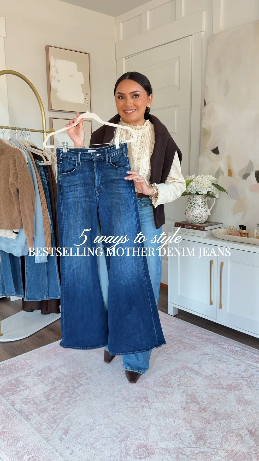 Best Selling Jeans Styled 5 Ways!
For reference: I’m 5’0, 32b bra size, and 2/26 in bottoms, pear shaped. 
*Everything I share is unaltered! TTS means true to size. Between size 5-6.6 in shoes

Flare jeans in heirloom wash size 26 petite - petite is labeled as Lil
Brown cardigan size xs petite TTS
Cream lace top size 2 TTS
Dark brown leather boots size 5.5 TTS

Blue stripe cardigan size xxs TTS
Khaki belt size small TTS
White sneakers size 6.5 TTS

Army green top size xs TTS
Reversible belt size xs TTS
Dark brown leather boots size xs TTS

Cream tie neck top size xxs TTS
Leopard heels size 5 TTS


Pink sweater size xs petite TTS
White tee size xs petite TTS
Dark brown leather boots size 5.5 TTS

Opening Outfit:
Brown cardigan size xs petite TTS
Cream lace top size 2 TTS
Dark brown leather boots size 5.5 TTS
Baggy Jeans in pickett wash size 25 regular - sized down a size in the regular length, comes in petite too!
How to style 5 ways
Date night outfits
Casual office outfits
Spring style
Petite jeans
Lunch outfit
Brunch outfit
Sunday outfit
Valentines Day
Madewell
Gap
Sezane
Amazon
#LTKFindsUnder100

Comment SHOP below to receive a DM with the link to this post on my LTK ⬇ https://liketk.it/5LKZ3 #ltkpetite #ltksalealert

#LTKgrwm #LTKootd #LTKPetite