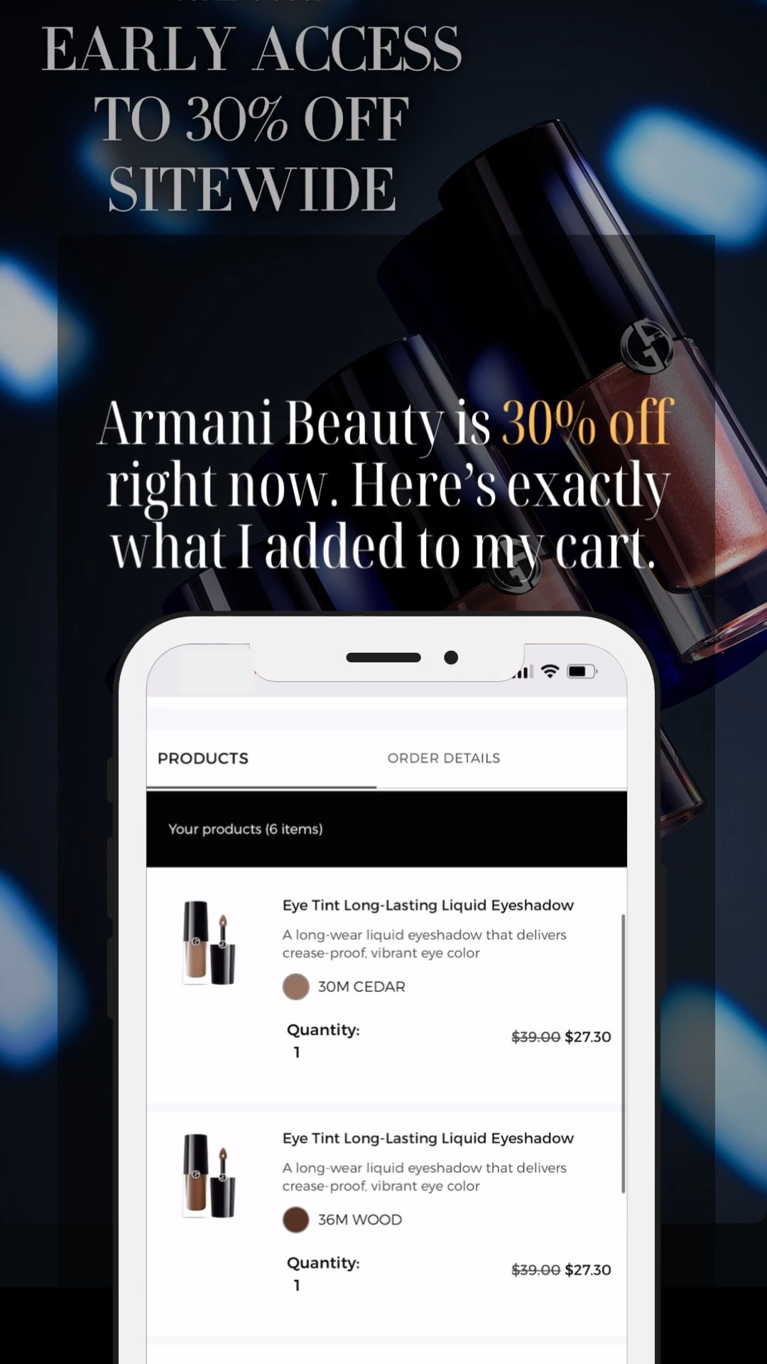 Armani Beauty is 30% off right now site wide. Here’s all the cosmetics and fragrances I added to my cart. Shop my PRO MUA kit!

These liquid eyeshadows are some of the most gorgeous on the market with beautiful color pay off and are great for beginners and pros alike. They also make for a speedier getting ready experience. 

Black Friday cyber Monday makeup gift guide ideas for Thanksgiving and the holiday season

#LTKBeauty #LTKCyberWeek #LTKGiftGuide