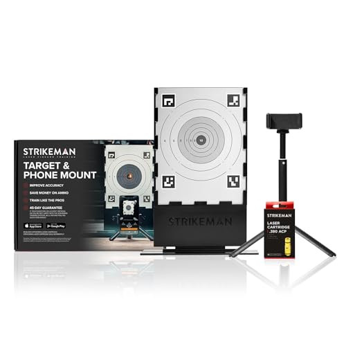 Strikeman .380 ACP Dry-Fire Laser Training System - Great for Target Shooting Practice with Pistols - Kit w/Access to Updated Strikeman App (No Subscription Needed), Cartridge, Target & Phone Holder | Amazon (US)
