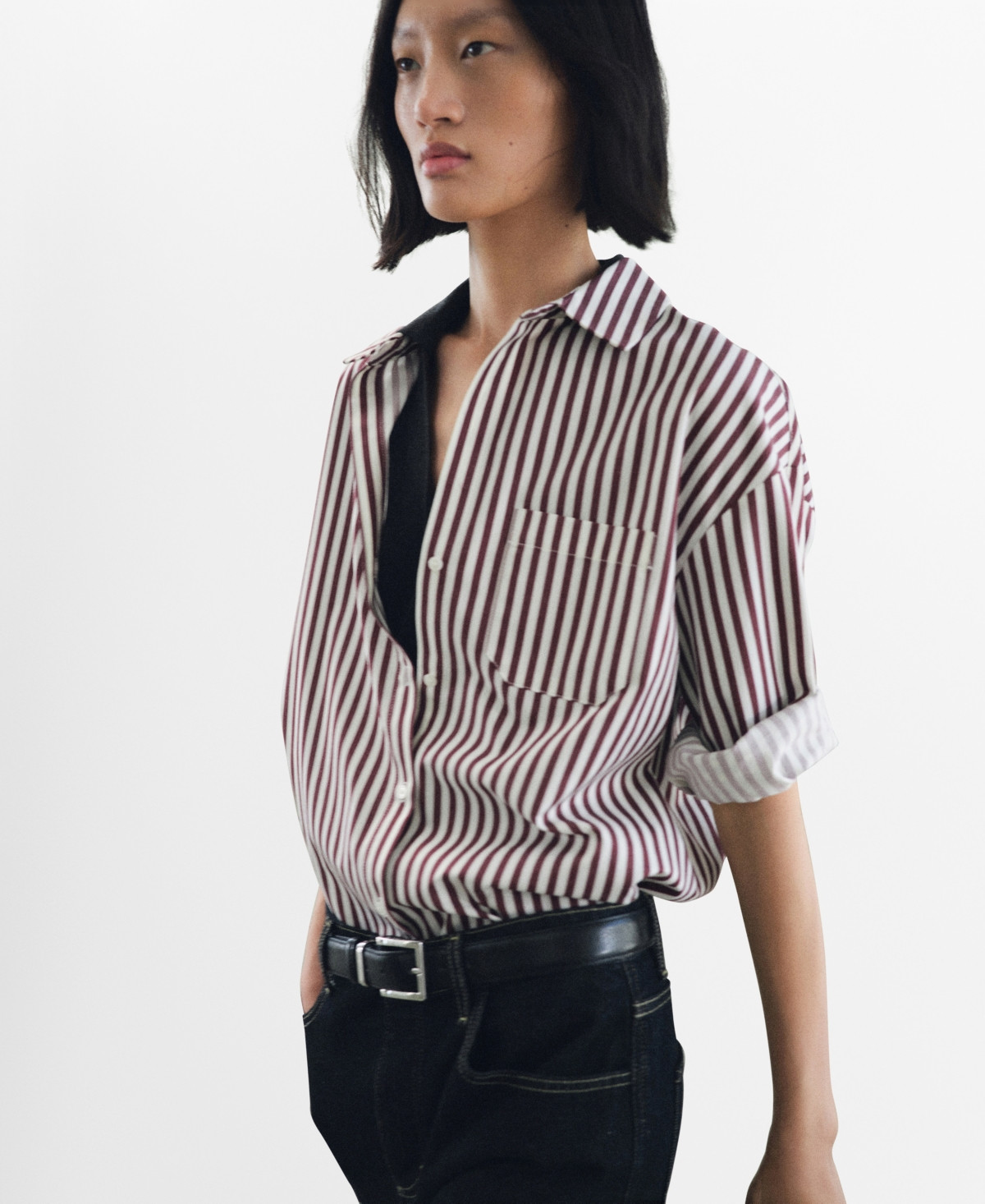 Mango Women's Pocket Striped Shirt - Ecru | Macy's