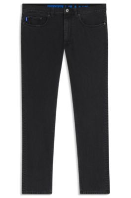 HUGO Black skinny-fit jeans in grain-washed denim - Black Men's Jeans size 32/32 | Hugo Boss (US)