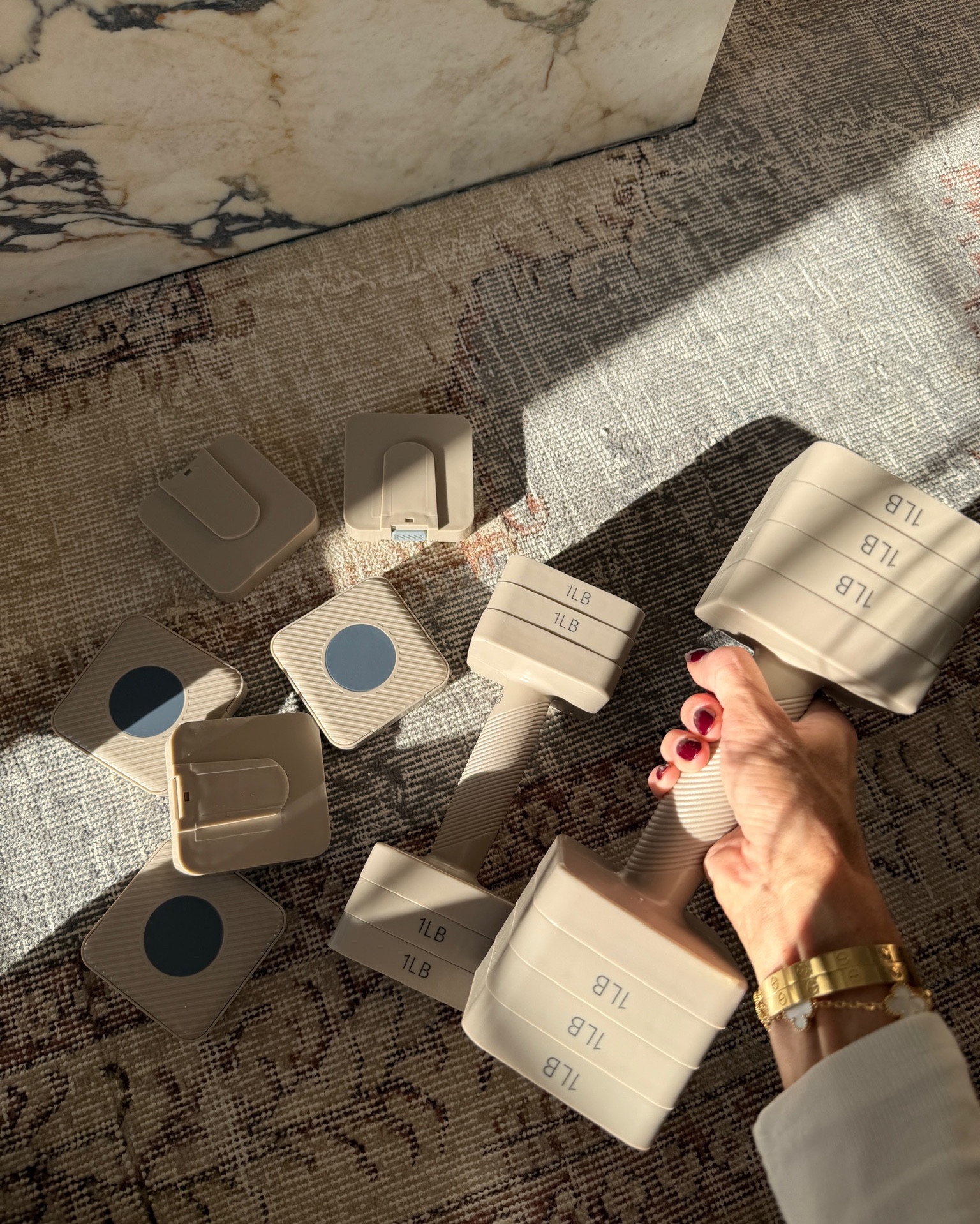 Looking to tone up? These adjustable weights are a great investment for home workouts! You can add as much or as little weight that you want, saving space and making them very functional!

#LTKActive #LTKselfcare