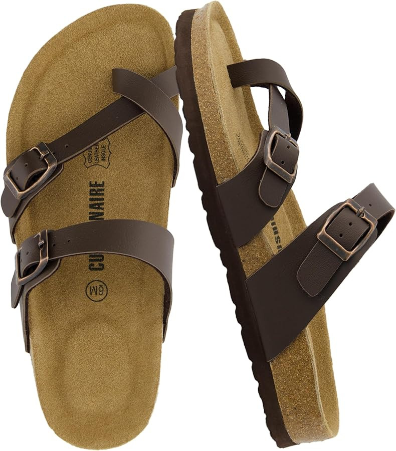 CUSHIONAIRE Luna Sandals for Women, Cork Footbed Womens Sandals for Summer Comfort with Adjustabl... | Amazon (US)
