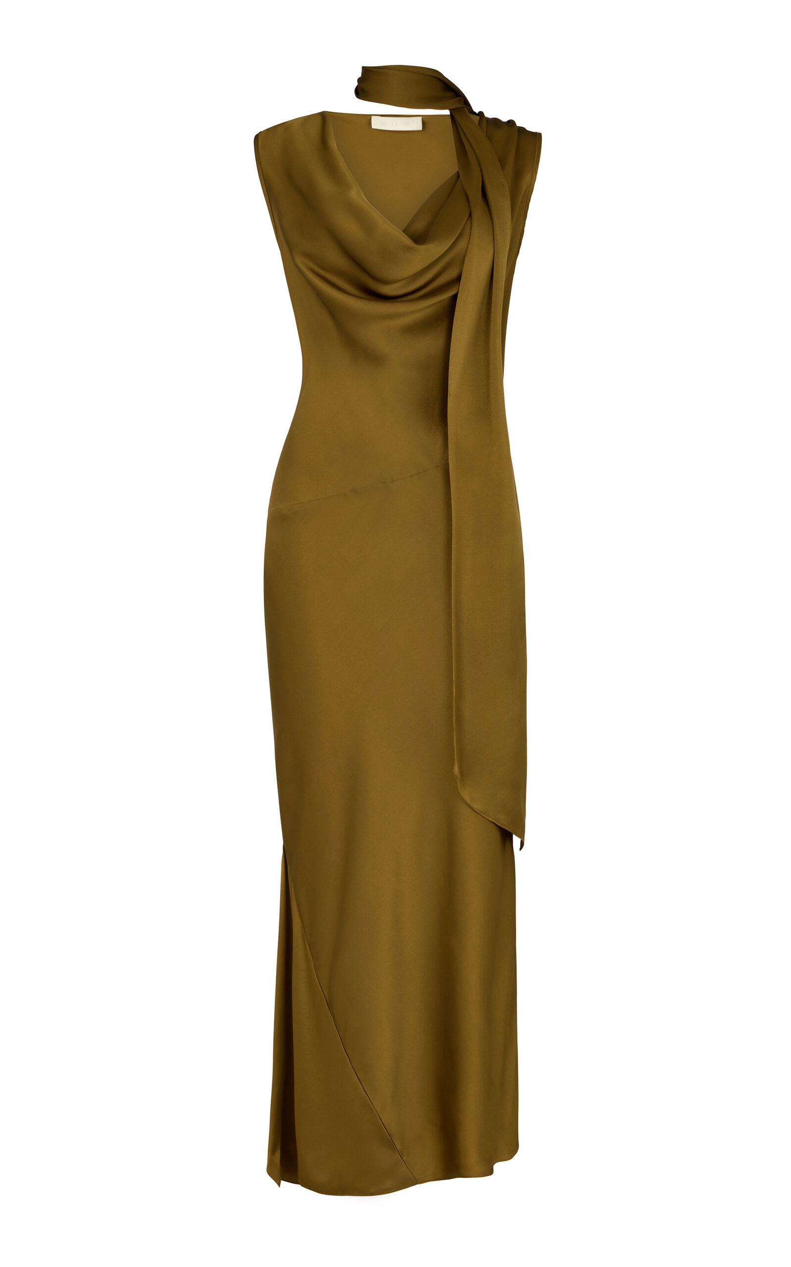 De La Vali - Thebe Draped Silk-Blend Maxi Dress - Olive - UK 12 - Moda Operandi | Moda Operandi (Global)
