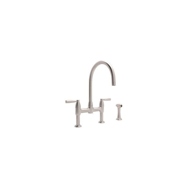 Rohl U.4273LS-2 Perrin and Rowe Bridge Kitchen Faucet with Side Spray with Metal Satin Nickel Faucet Double Handle | Build.com, Inc.